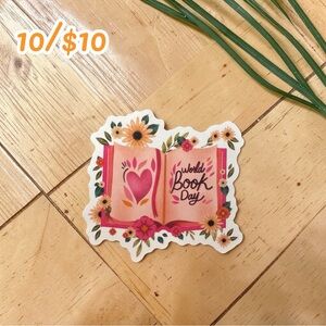 World Book Day Floral Sticker – Book Lover Vinyl Decal Reader Aesthetic Sticker